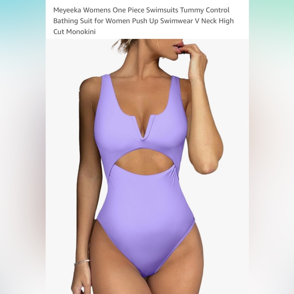 Meyeeka Purple One-Piece Swimsuit with Scoop Neckline